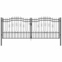 Puerta de valla con punta de lanza negra, 406 x 150 cm, acero