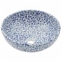 Lavabo sobre encimera redondo cerámica blanco y azul Φ41x14 cm