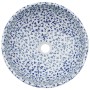 Lavabo sobre encimera redondo cerámica blanco y azul Φ41x14 cm