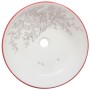 Lavabo sobre encimera redondo cerámica blanco y rojo Φ41x14 cm