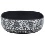 Lavabo sobre encimera ovalado cerámica negro y azul 59x40x14 cm