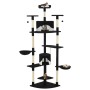 Rascador para gatos con poste de sisal negro y blanco 203 cm