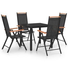 Juego de comedor de jardín 5 piezas aluminio negro en Conjuntos de jardín | Comprar online en Foro24