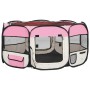 Parque de perros plegable y bolsa transporte rosa 145x145x61cm