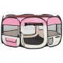 Parque de perros plegable y bolsa transporte rosa 145x145x61cm