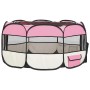 Parque de perros plegable y bolsa transporte rosa 145x145x61cm