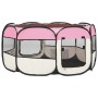 Parque de perros plegable y bolsa transporte rosa 145x145x61cm
