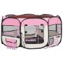 Parque de perros plegable y bolsa transporte rosa 145x145x61cm