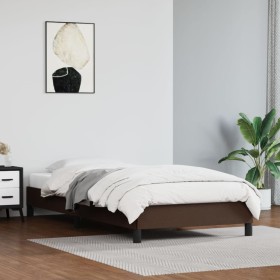 Estructura de cama de cuero sintético marrón 100x200 cm