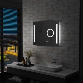 Espejo de pared de baño con LED y sensor táctil 80x60 cm
