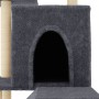 Rascador para gatos con postes de sisal gris oscuro 110,5 cm