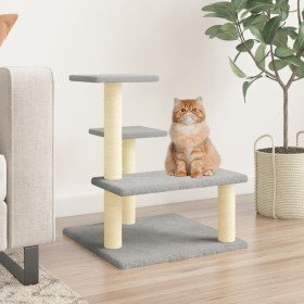 Rascador para gatos con postes de sisal gris claro 61 cm