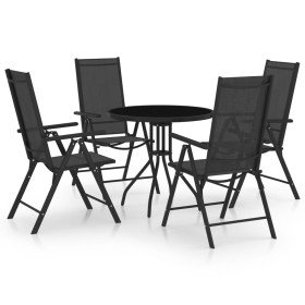 Set de comedor para jardín 5 piezas aluminio y textilene negro en Conjuntos de jardín | Comprar online en Foro24