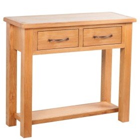 Mesa consola con 2 cajones madera maciza de roble 83x30x73 cm en Mesas auxiliares | Comprar online en Foro24