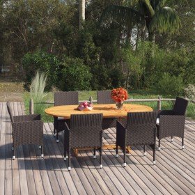 Set de comedor de jardín 7 piezas ratán sintético marrón Set de comedor de jardín 7 piezas ratán sintético marrón