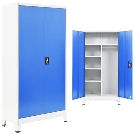 Armario taquilla con 2 puertas metal 90x40x180 cm gris y azul