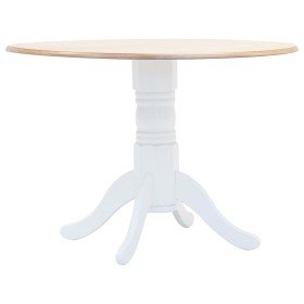 Mesa de comedor madera maciza de caucho blanco y marrón 106 cm en Mesas de cocina y de comedor | Comprar online en Foro24