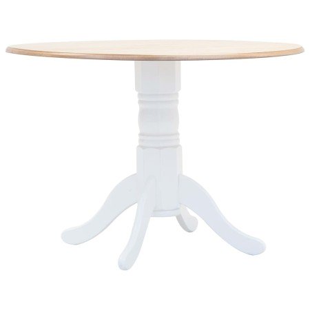 Mesa de comedor madera maciza de caucho blanco y marrón 106 cm en Mesas de cocina y de comedor | Comprar online en Foro24
