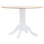 Mesa de comedor madera maciza de caucho blanco y marrón 106 cm en Mesas de cocina y de comedor | Comprar online en Foro24