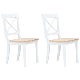 Sillas comedor 2 uds madera maciza caucho blanco y madera claro