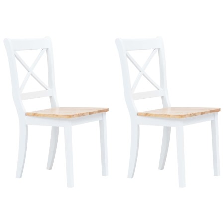 Sillas comedor 2 uds madera maciza caucho blanco y madera claro en Sillas de comedor | Comprar online en Foro24
