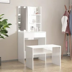 Vanity set with LED lights, made of bright white plywood. by vidaXL, Bedroom Dressers - Ref: Foro24-3114135, Price: 115,40 €,...