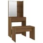 Juego de tocador con LED madera contrachapada roble marrón de vidaXL, Tocadores para dormitorios - Ref: Foro24-3114138, Preci...
