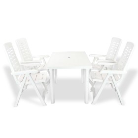 Juego de comedor de jardín 5 piezas plástico blanco