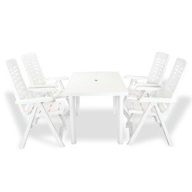 Juego de comedor de jardín 5 piezas plástico blanco
