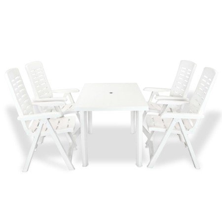 Juego de comedor de jardín 5 piezas plástico blanco en Conjuntos de jardín | Comprar online en Foro24