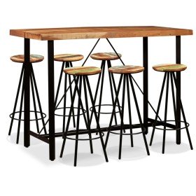 Set de muebles de bar 7 piezas madera de acacia y reciclada en Conjuntos de muebles para cocinas y comedores | Comprar online en