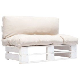 Sofá de jardín de palets con cojines color arena madera de pino