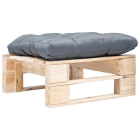 Otomana de palets de jardín con cojín gris madera natural en Otomanas de exterior | Comprar online en Foro24