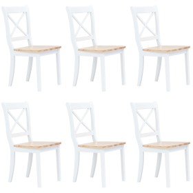 Sillas de comedor 6 uds madera maciza de caucho blanco y madera