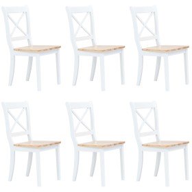 Sillas de comedor 6 uds madera maciza de caucho blanco y madera