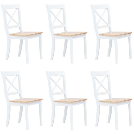 Sillas de comedor 6 uds madera maciza de caucho blanco y madera