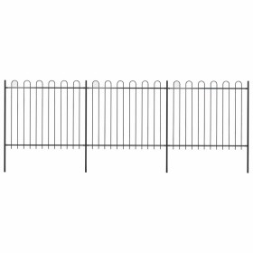 Valla de jardín con aro superior de acero 537x150 cm negra