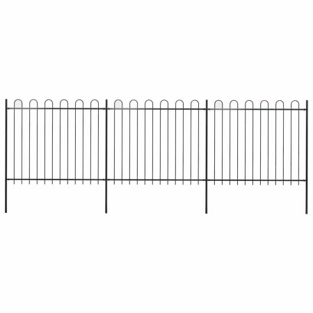 Valla de jardín con aro superior de acero 537x150 cm negra en Paneles de vallas | Comprar online en Foro24