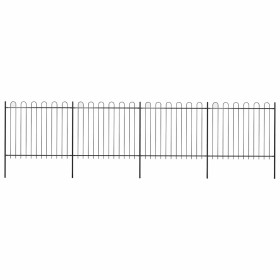 Valla de jardín con aro superior de acero 714,5x150 cm negra