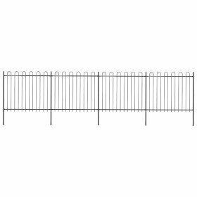 Valla de jardín con aro superior de acero 714,5x150 cm negra en Paneles de vallas | Comprar online en Foro24