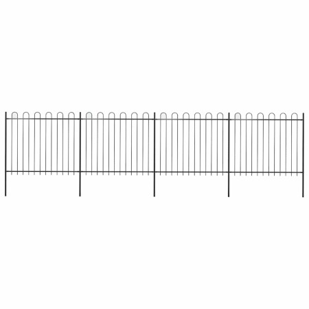 Valla de jardín con aro superior de acero 714,5x150 cm negra