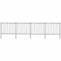 Valla de jardín con aro superior de acero 714,5x150 cm negra
