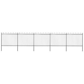 Valla de jardín con aro superior de acero 892,5x150 cm negra