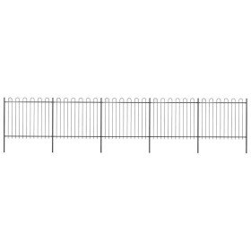 Valla de jardín con aro superior de acero 892,5x150 cm negra