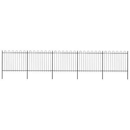Valla de jardín con aro superior de acero 892,5x150 cm negra en Paneles de vallas | Comprar online en Foro24