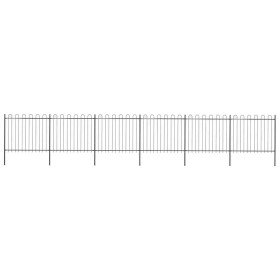 Valla de jardín con aro superior de acero 1070x150 cm negra