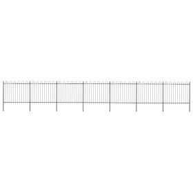 Valla de jardín con aro superior de acero 1248x150 cm negra