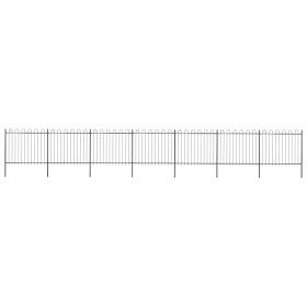 Valla de jardín con aro superior de acero 1248x150 cm negra