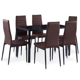 Conjunto de mesa y sillas de comedor 7 piezas marrón