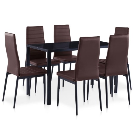 Conjunto de mesa y sillas de comedor 7 piezas marrón